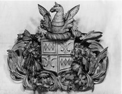 Arms of John Montagu, by Grinling Gibbons (Wren Library)